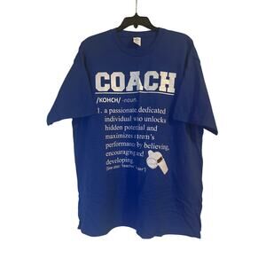 NWOT Port & Company Men's COACH T Shirt Royal Blue Short Sleeve Size 2XL